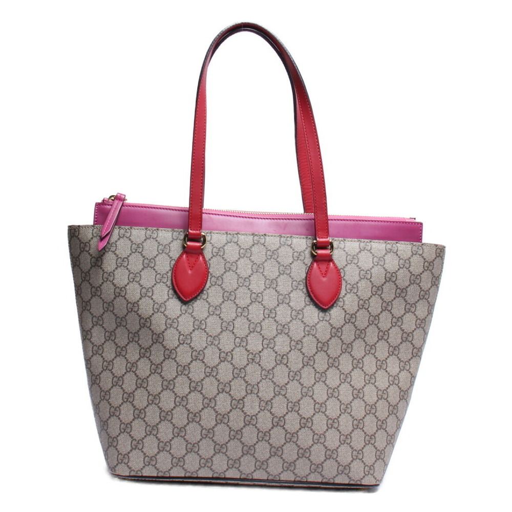 Gucci Tote GG Supreme Pink Canvas Zip - Picture 2 of 6